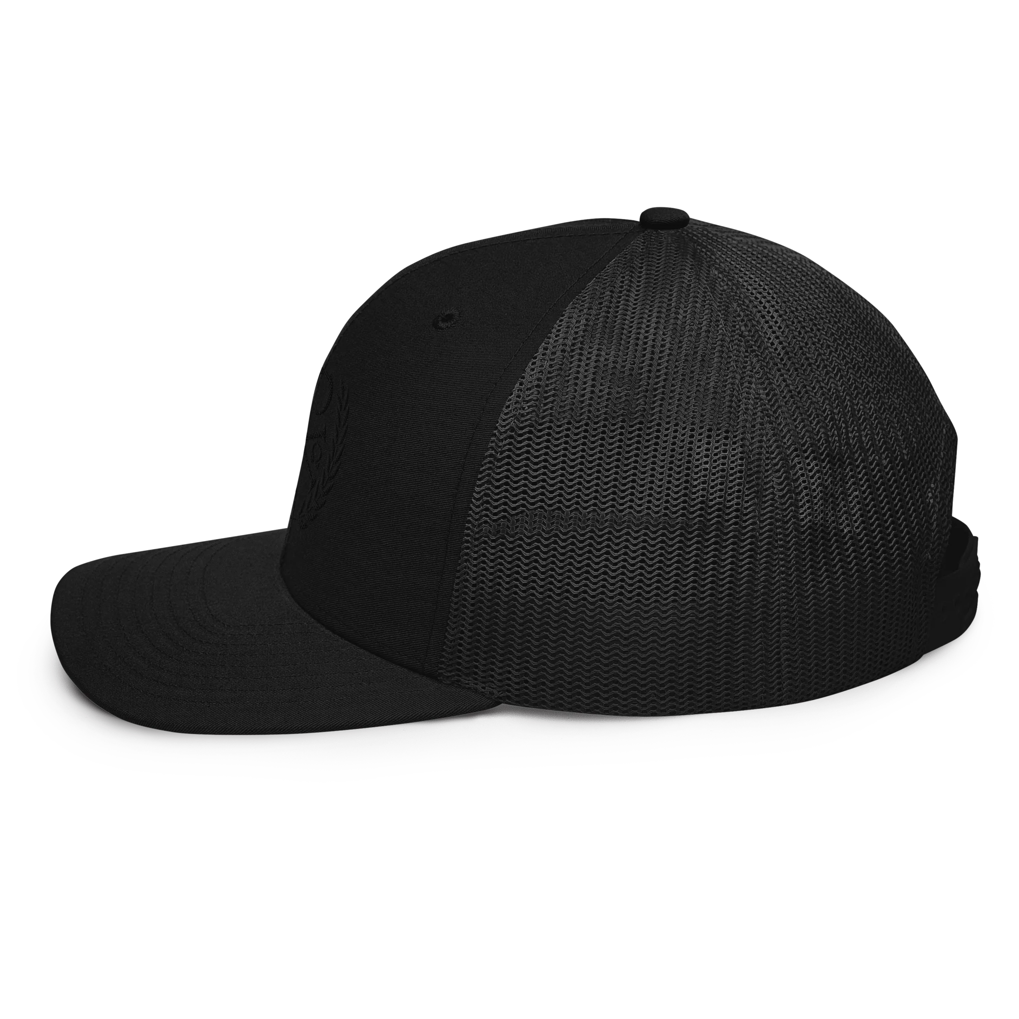 Black on Black Victory Chi Rho Trucker Cap - Image 3