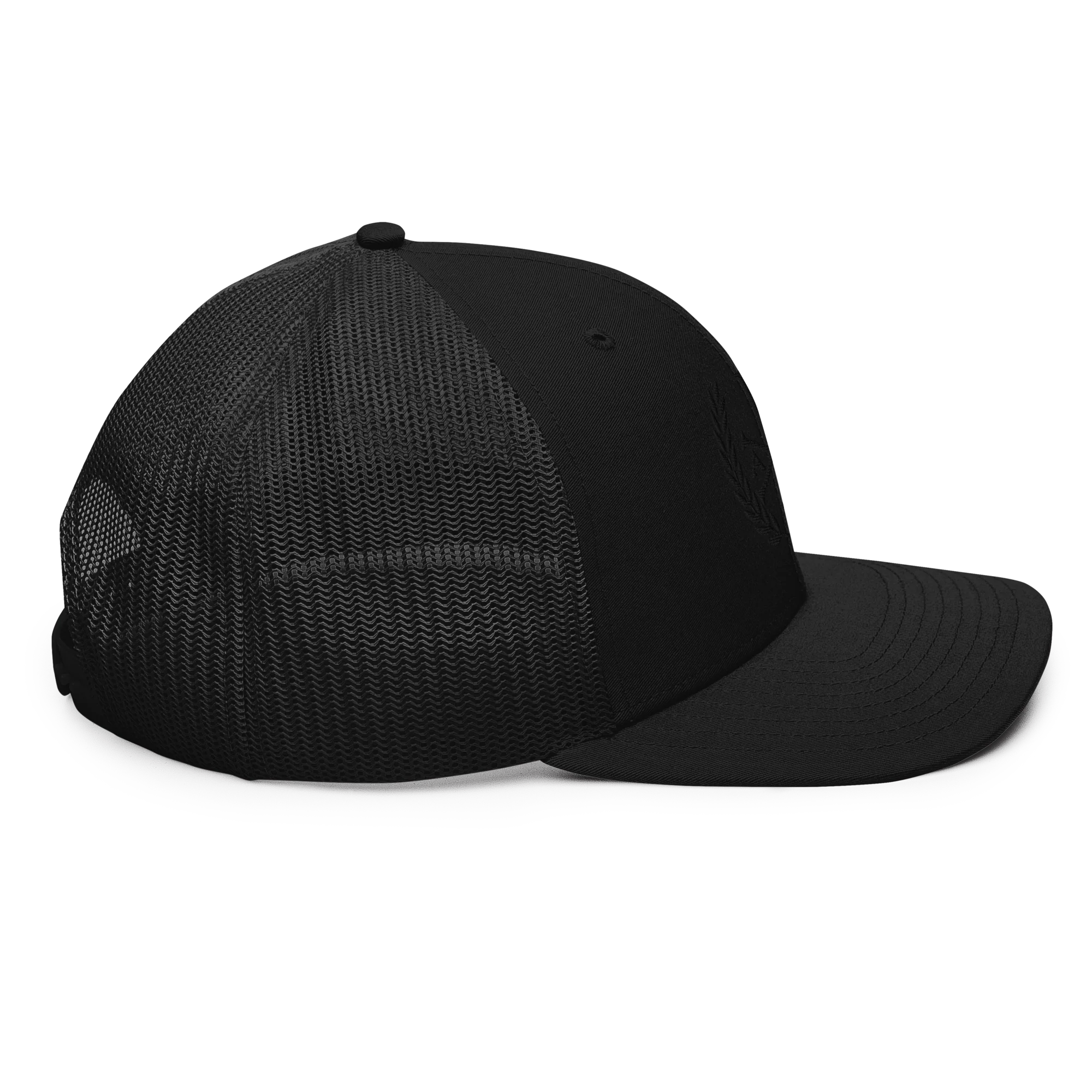 Black on Black Victory Chi Rho Trucker Cap - Image 5