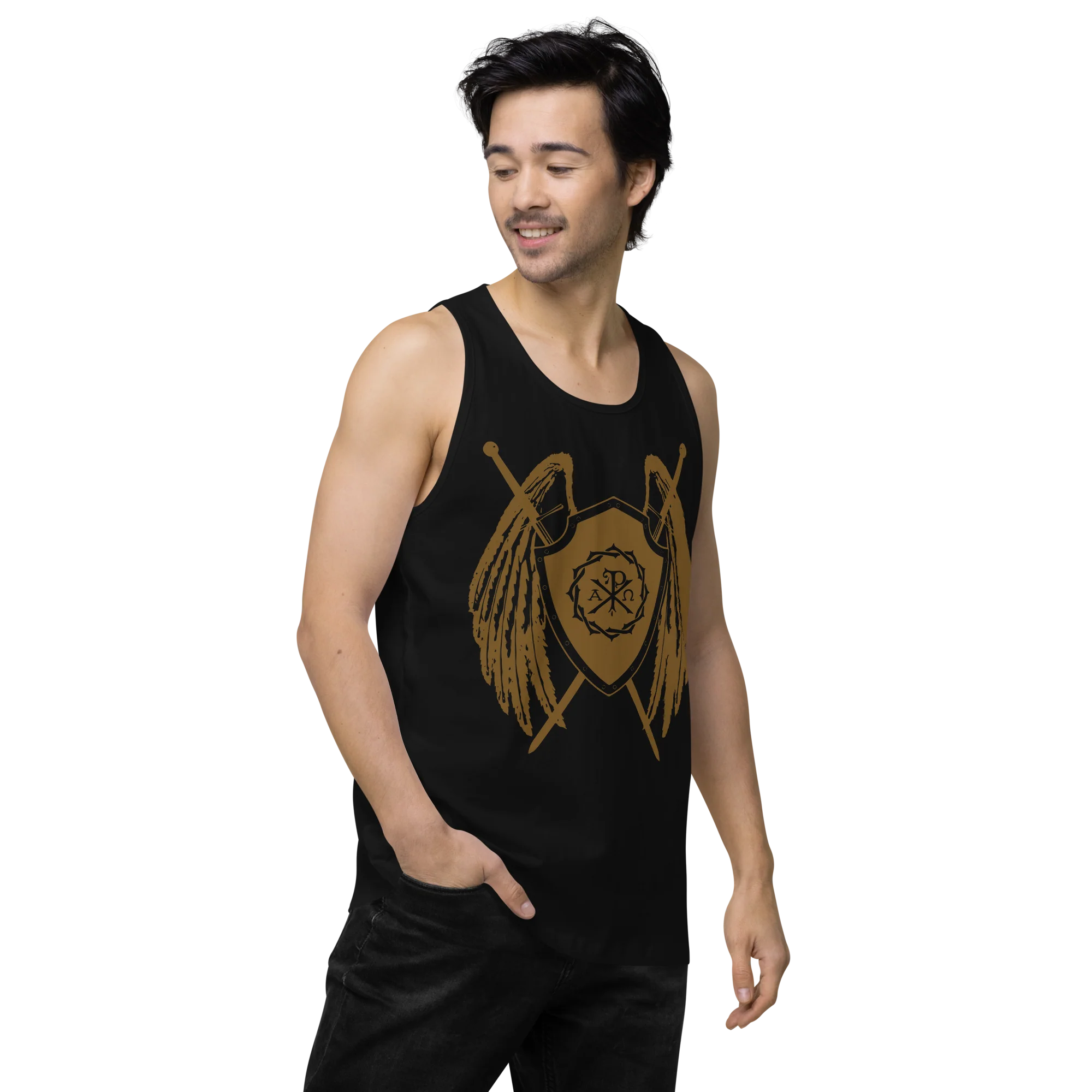 Sanctus Crest Men’s Premium Tank Top - Image 3