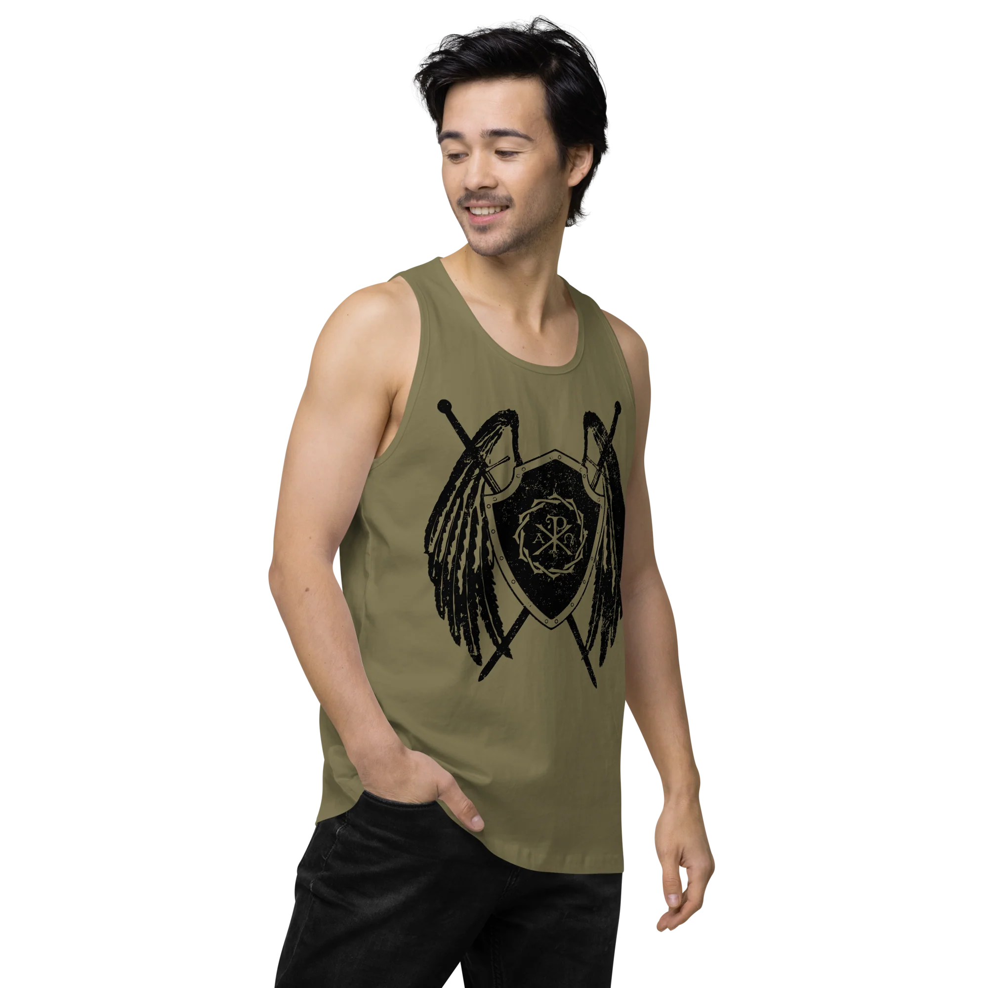 Sanctus Crest Men’s Premium Tank Top - Image 6