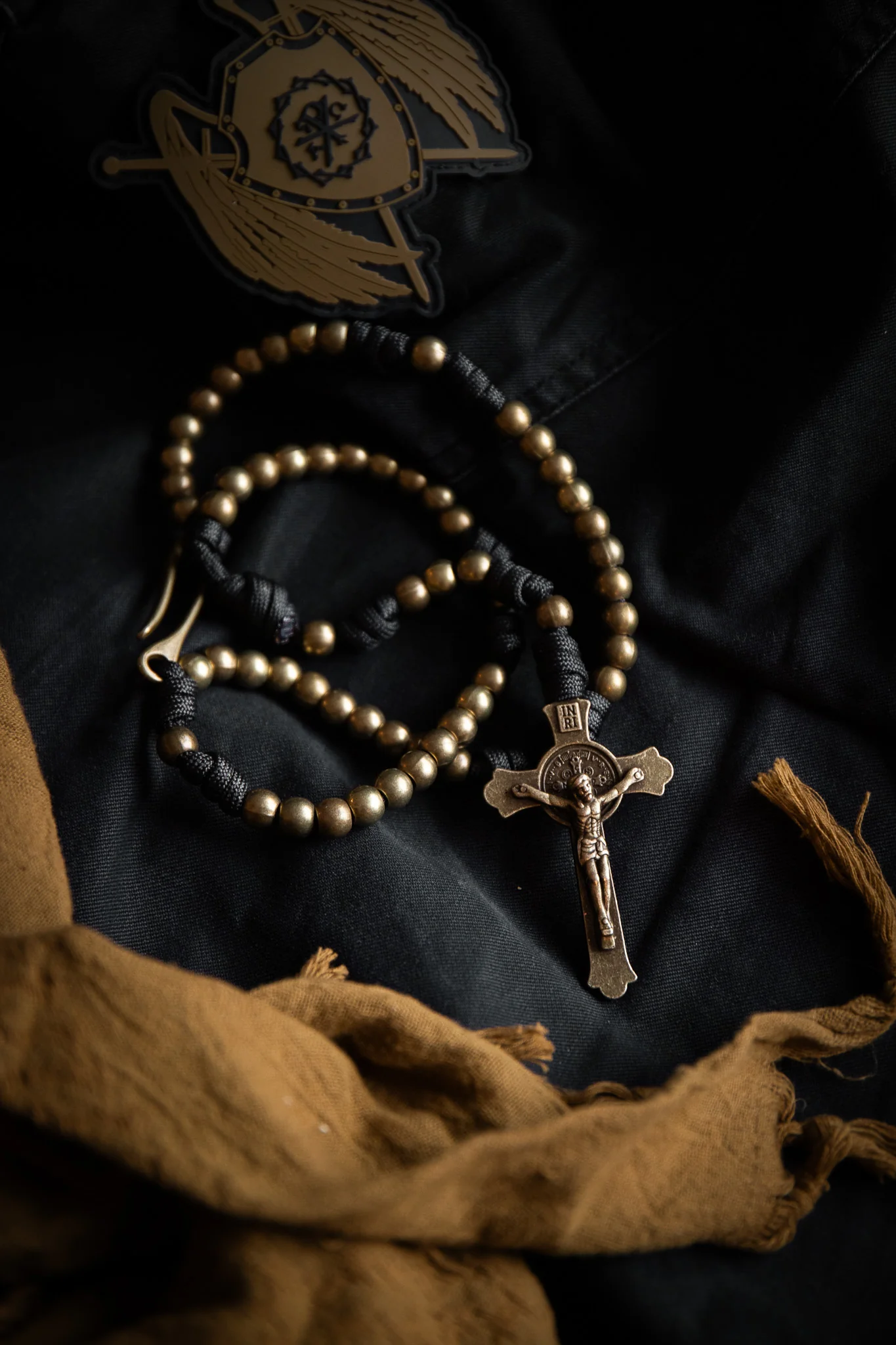 Sanctus Open Carry Belt Rosary MKII - Black & Brass - Image 5
