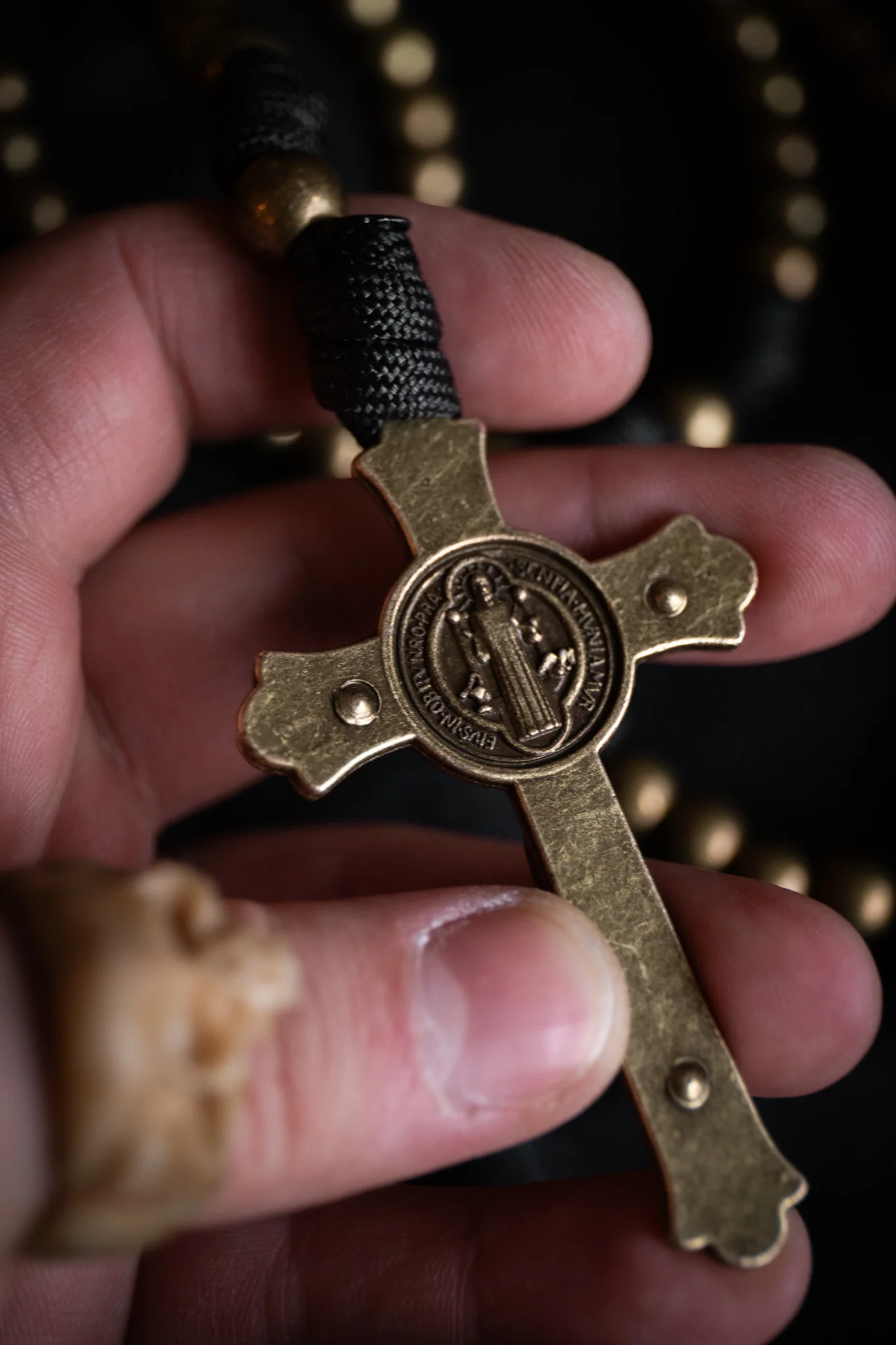 Sanctus Open Carry Belt Rosary MKII - Black & Brass - Image 7